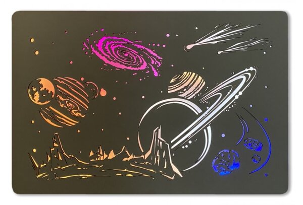 Svietiaci obraz Vesmír planéty RGB (Obraz na stenu vesmir 90x60 cm)