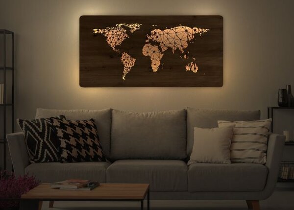 Led obraz s mapou sveta (Obraz do kancelárie mapa sveta 120x60 cm)