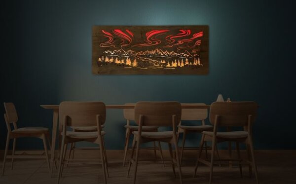 Svietiaci obraz Polárna žiara RGBW (Led obraz na stenu 120x50 cm)