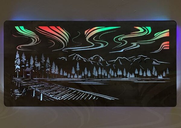 Led obraz Polárna žiara RGBW (Svietiaci obraz na stenu 120x60 cm)