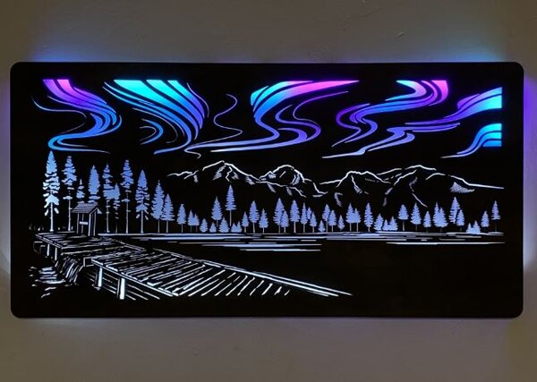 Led obraz Polárna žiara RGBW (Svietiaci obraz na stenu 120x60 cm)