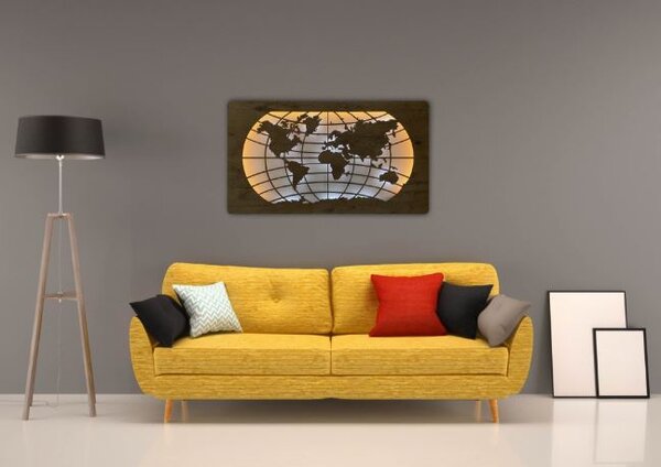 Svietiaci obraz Mapa sveta (Obraz do kancelarie mapa sveta 110x60 cm)