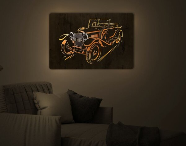 Podsvietený obraz na stenu Veterán (Obraz s led podsvietením Auto 90x62 cm)