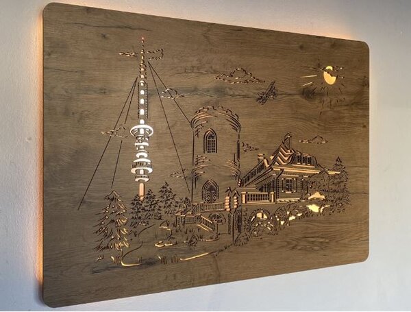 Svietiaci obraz krajinky (Romantický obraz s led podsvietením 90x62 cm)