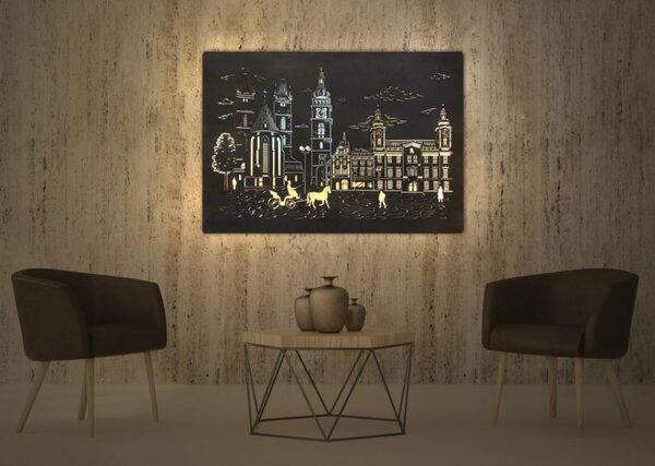 Podsvietený obraz Dedinka (Štýlové obrazy na stenu 100x70 cm)