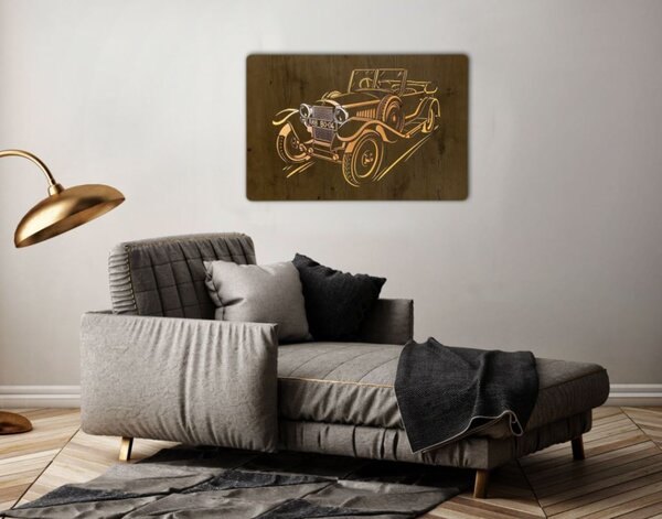 Podsvietený obraz na stenu Veterán (Obraz s led podsvietením Auto 90x62 cm)
