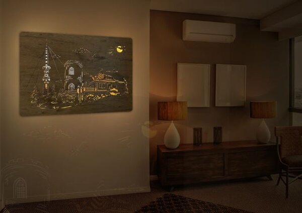 Svietiaci obraz krajinky (Romantický obraz s led podsvietením 90x62 cm)