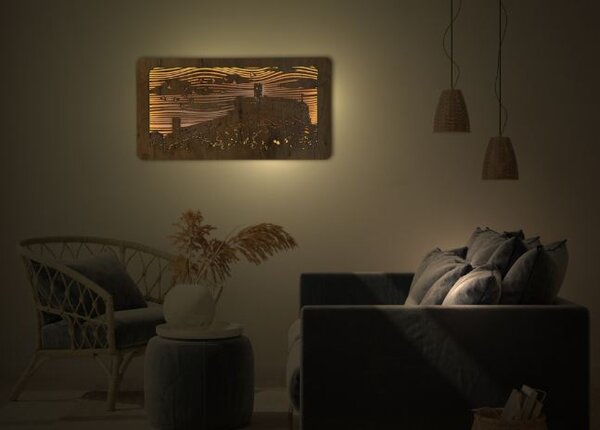 Podsvietený obraz Hrad (Štýlové obrazy na stenu 100x50 cm)