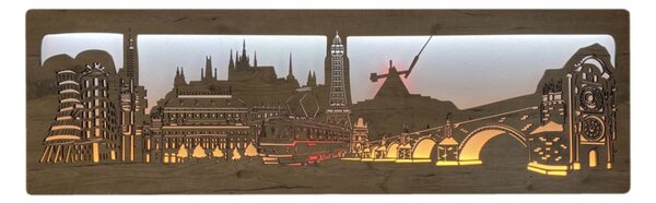 Podsvietený obraz Praha (Štýlové obrazy na stenu 130x40 cm)