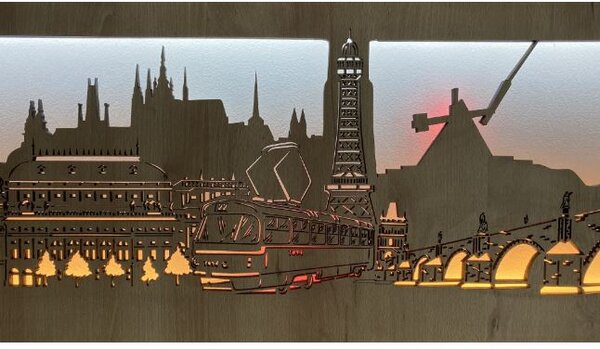 Podsvietený obraz Praha (Štýlové obrazy na stenu 130x40 cm)