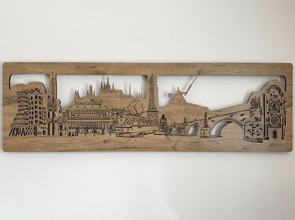 Podsvietený obraz Praha (Štýlové obrazy na stenu 130x40 cm)
