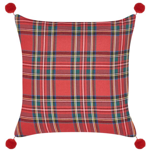 Sada 3 dekoratívnych vankúšov viacfarebná polyester 45 x 45 cm štvorcový tvar s vianočným motívom a brmbolcami snímateľné poťahy doplnky