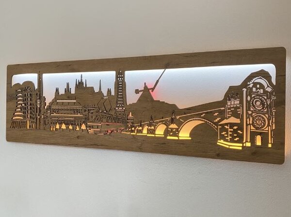 Podsvietený obraz Praha (Štýlové obrazy na stenu 130x40 cm)