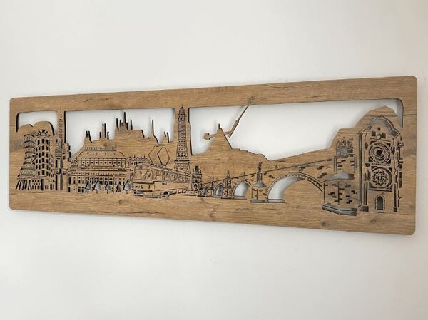 Podsvietený obraz Praha (Štýlové obrazy na stenu 130x40 cm)