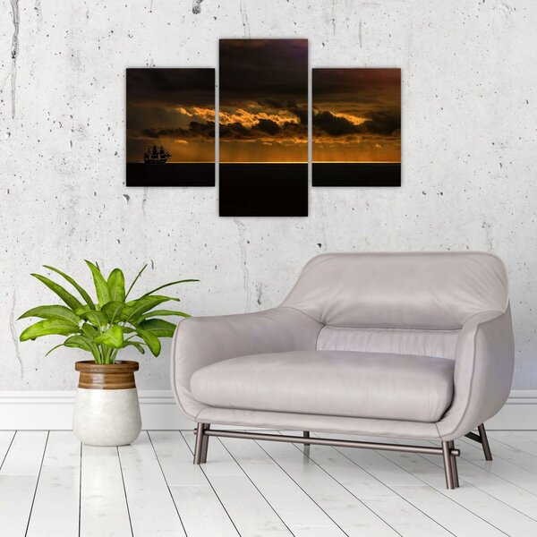 Obraz plachetnice pri západe slnka (90x60 cm)