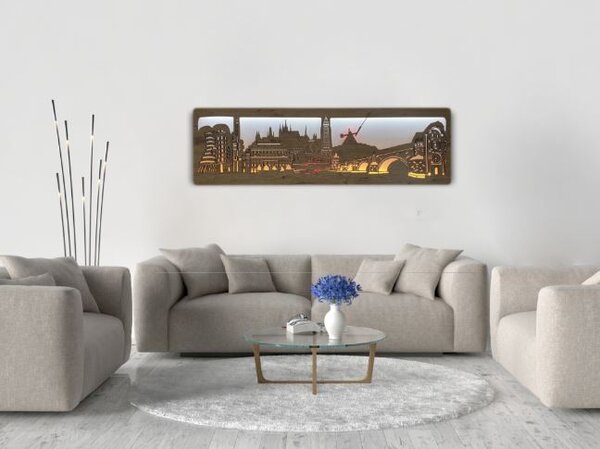 Podsvietený obraz Praha (Štýlové obrazy na stenu 130x40 cm)