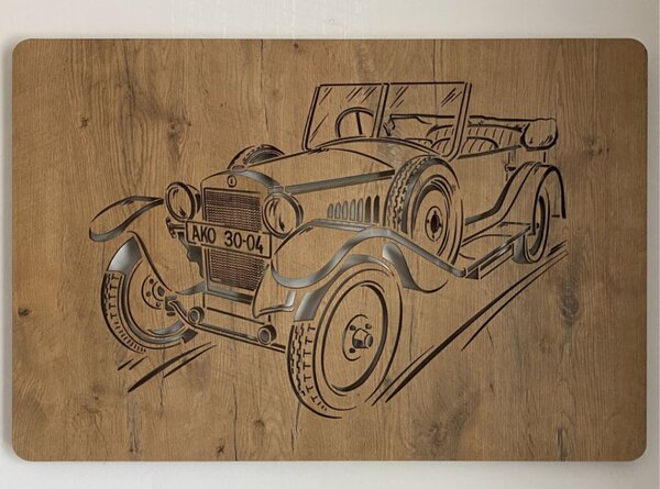 Podsvietený obraz na stenu Veterán (Obraz s led podsvietením Auto 90x62 cm)