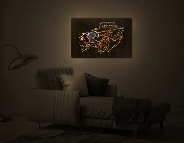 Podsvietený obraz na stenu Veterán (Obraz s led podsvietením Auto 90x62 cm)