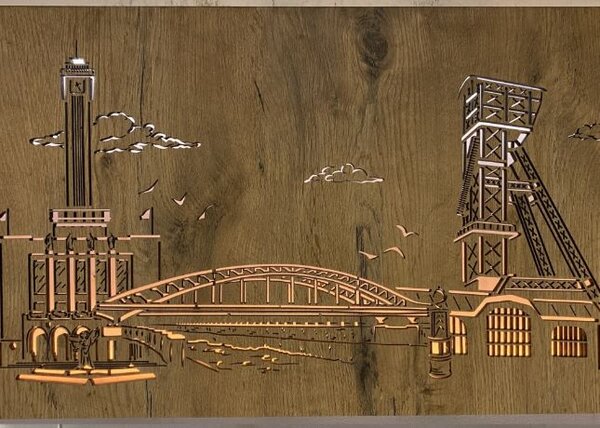 Svietiaci obraz Mesto (Moderné obrazy do obývačky 120x40 cm)