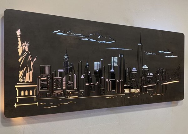 Podsvietený obraz New York (Štýlové obrazy na stenu 120x50 cm)