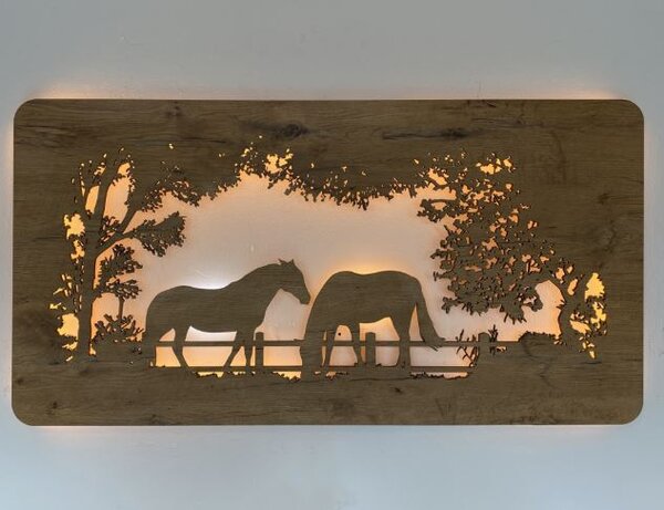 Led obraz Kone (Moderné obrazy zvierat s led podsvietením 120x60 cm)