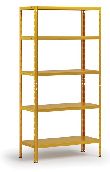 Policový regál 1+1 ZADARMO, 1800x900x400 mm, 5 políc, nosnosť police 70 kg, žltý