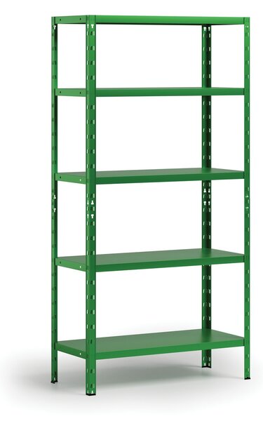 Policový regál 1800x900x400 mm, 5 políc, nosnosť police 70 kg, zelený