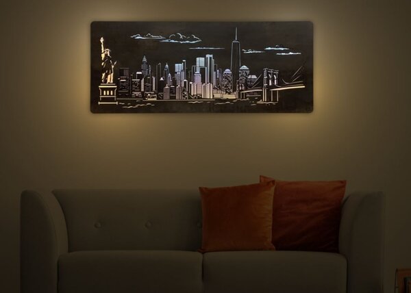 Podsvietený obraz New York (Štýlové obrazy na stenu 120x50 cm)