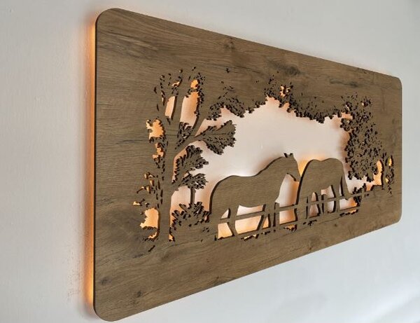 Led obraz Kone (Moderné obrazy zvierat s led podsvietením 120x60 cm)
