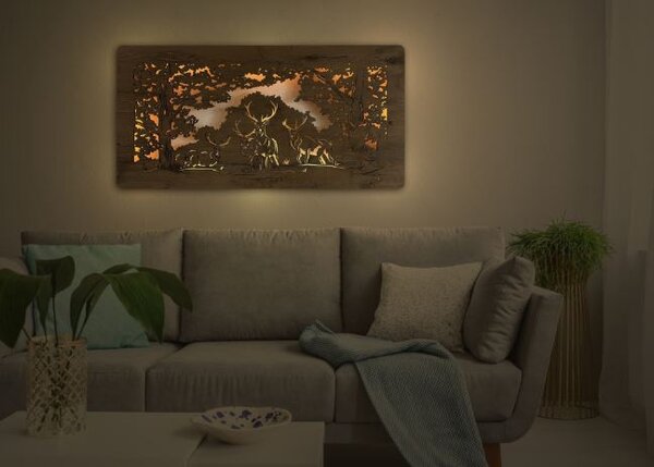 Led obraz Jeleň (Moderné obrazy zvierat s led podsvietením 120x60 cm)
