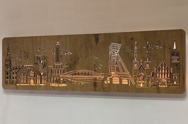 Svietiaci obraz Mesto (Moderné obrazy do obývačky 120x40 cm)