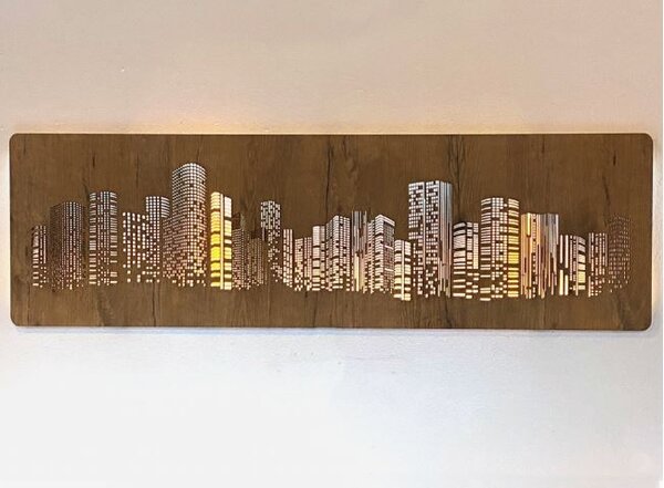 Podsvietený obraz Mrakodrapy (Štýlové obrazy na stenu 125x40 cm)