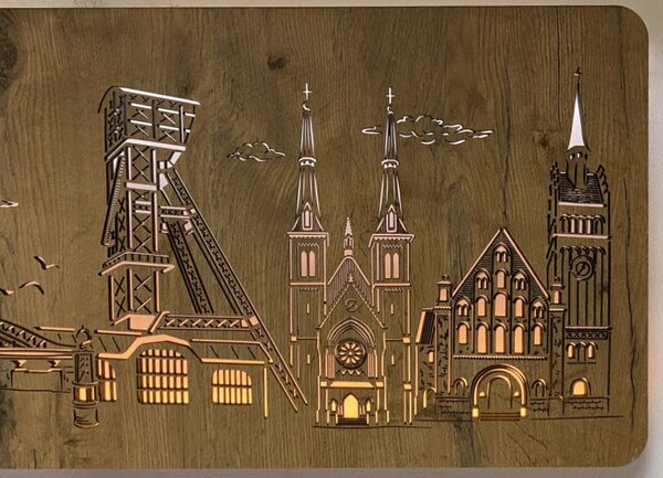 Svietiaci obraz Mesto (Moderné obrazy do obývačky 120x40 cm)
