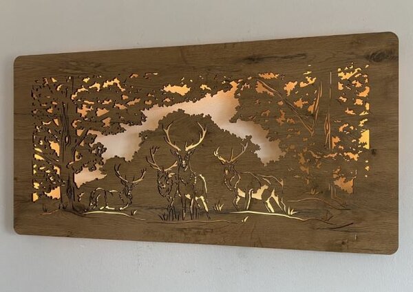 Led obraz Jeleň (Moderné obrazy zvierat s led podsvietením 120x60 cm)