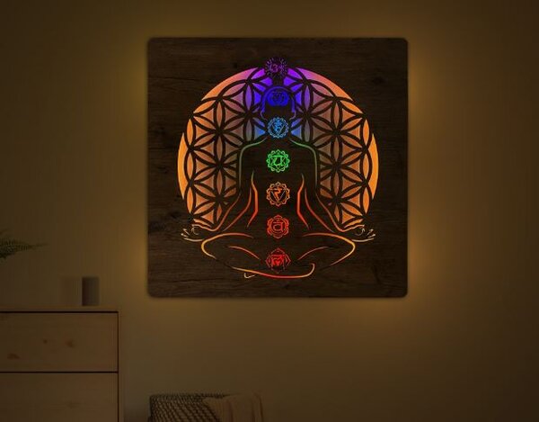 Svietiaci obraz Harmonizácia (Led dizajnový obraz na stenu 90x90 cm)