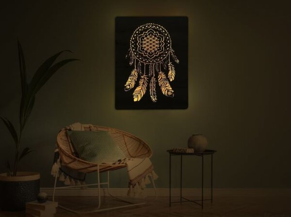 Svietiaci obraz Lapač zlých snov (Led dizajnový obraz na stenu 62x80 cm)