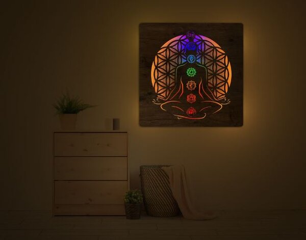 Svietiaci obraz Harmonizácia (Led dizajnový obraz na stenu 90x90 cm)
