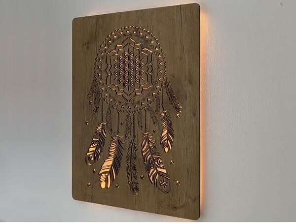 Svietiaci obraz Lapač zlých snov (Led dizajnový obraz na stenu 62x80 cm)