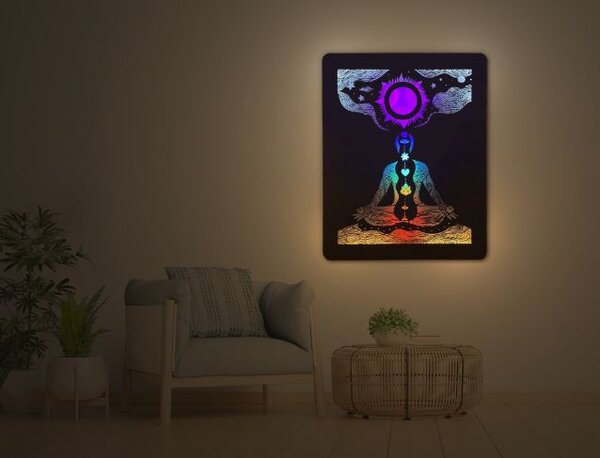Svietiaci obraz Čakry (Led dizajnový obraz na stenu 70x90 cm)