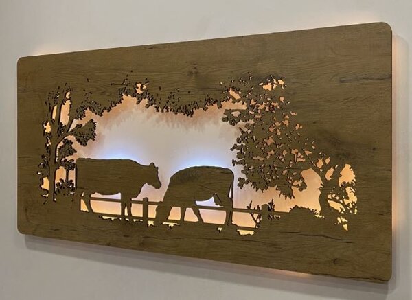 Led obraz Kravy (Moderné obrazy zvierat s led podsvietením 120x60 cm)