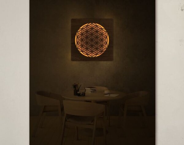 Obraz Kvet života s led podsvietením (Led dizajnový obraz na stenu 62x62 cm)