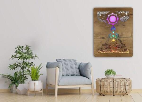 Svietiaci obraz Čakry (Led dizajnový obraz na stenu 70x90 cm)