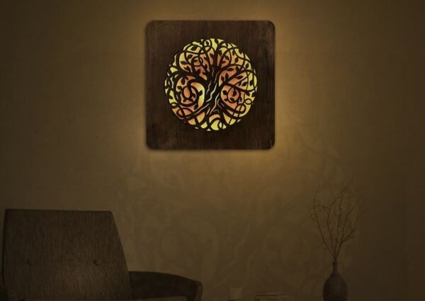 Obraz Strom života s led podsvietením na batériu (Led dizajnový obraz na stenu 42x42 cm)