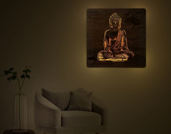 Svietiaci obraz Buddha (Led dizajnový obraz na stenu 62x62 cm)