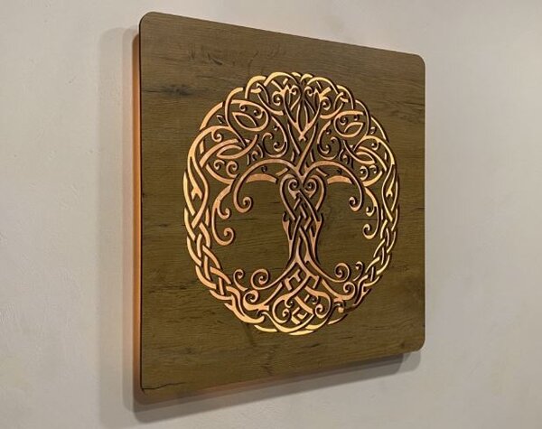 Obraz Keltský strom života s led podsvietením (Led dizajnový obraz na stenu 62x62 cm)