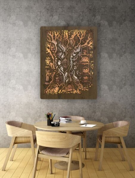 Obraz Rozprávkový strom s led podsvietením (Led dizajnový obraz na stenu 72x93 cm)