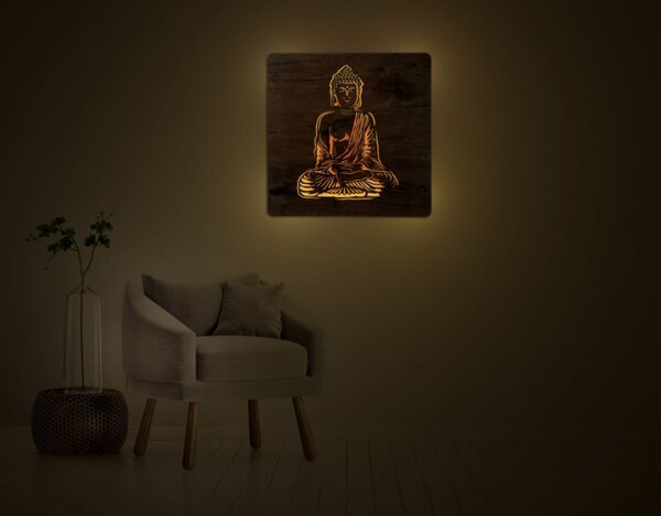Svietiaci obraz Buddha (Led dizajnový obraz na stenu 62x62 cm)