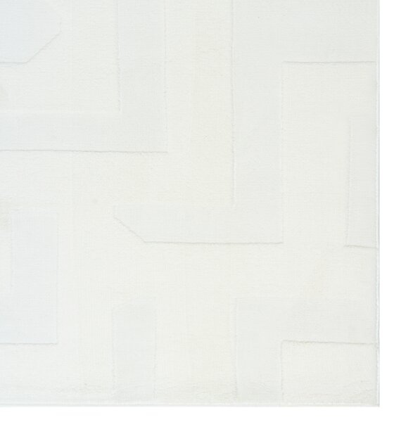 Koberec krémová biela žakárový 80 x 300 cm obdĺžnikový tvar s nízkym vlasom polyesterová spodná strana behúň moderný štýl obývacia izba