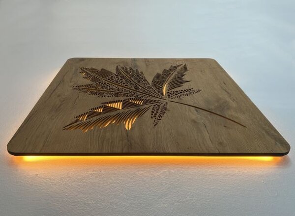 Obraz List stromu s led podsvietením (Led dizajnový obraz na stenu 62x62 cm)