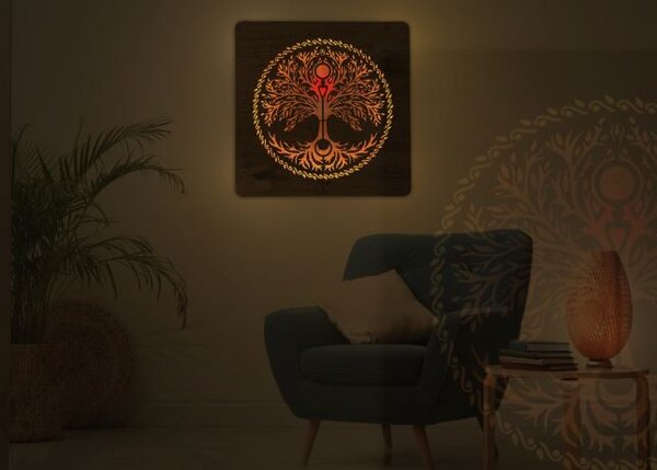Obraz strom Život s led podsvietením (Led dizajnový obraz na stenu 62x62 cm)